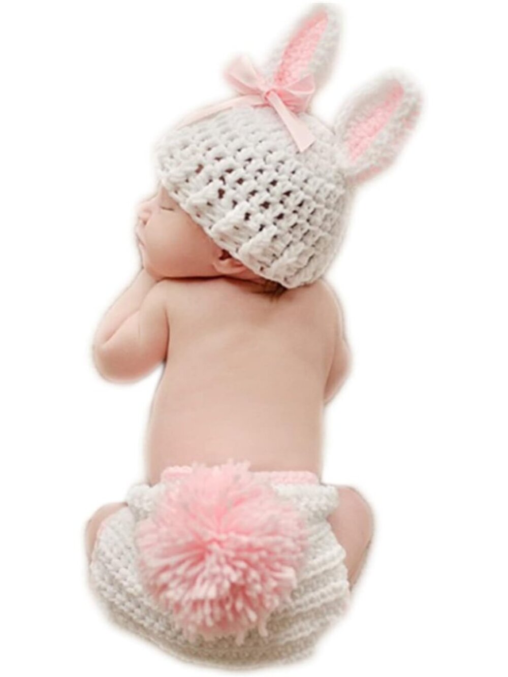 Newborn Baby Bunny Rabbit Knit Photography Prop Baby Outfits Diaper Costume